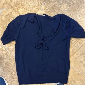 Navy blue short sleeve sweater